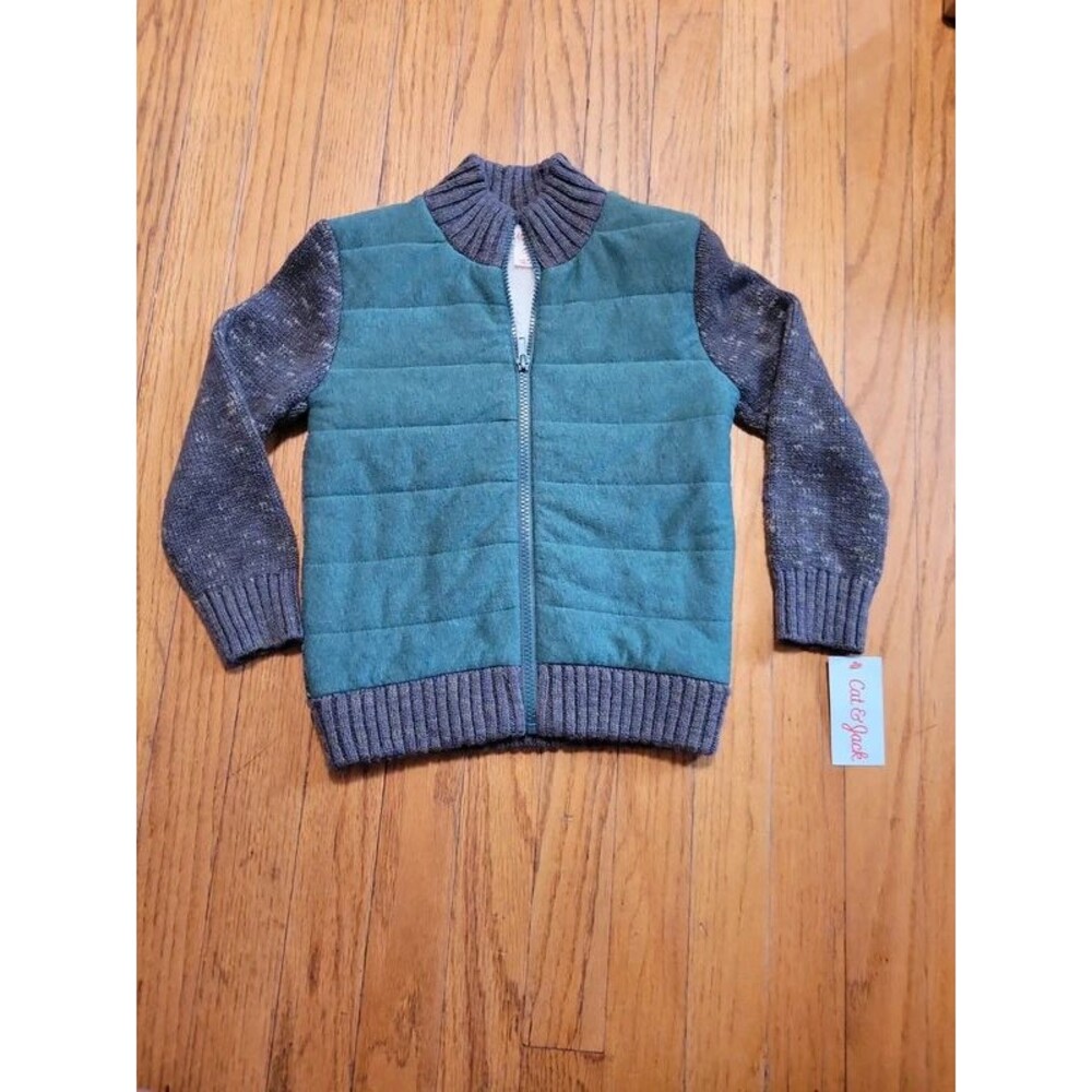 New 5t boys cat jack fleece sweater color black full zip